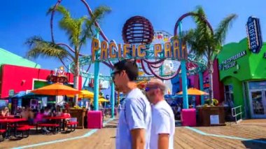 Aerial view of the pier in the middle of the sea that leads to the restaurant near Malmo.