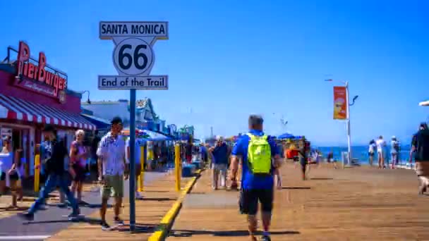 Zeitraffer Der Menschen Pazifischen Vergnügungspark Santa Monica Kalifornien Der Park — Stockvideo