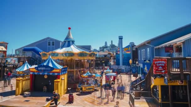 Hermosa Vista Aérea Del Muelle San Francisco Con Parque Atracciones — Vídeos de Stock