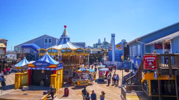 Mooie Luchtfoto Van Pier San Francisco Met Een Pretpark Zeeleeuwen — Stockvideo