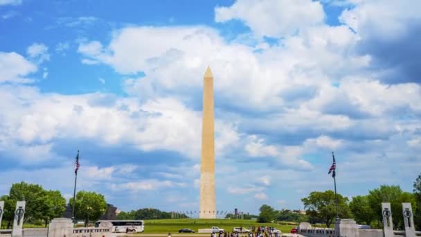 Bellissimo Monumento Washington Sulla Piscina Riflettente Washington Usa All Alba — Video Stock