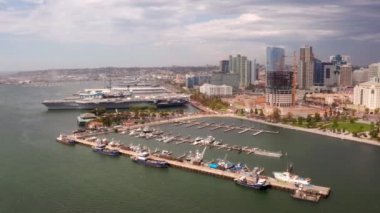 Time lapse view of the USS Midway - an aircraft carrier of the United States Navy, the lead ship of its class. Commissioned a week after the end of World War II.