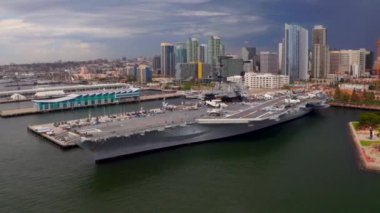 Time lapse view of the USS Midway - an aircraft carrier of the United States Navy, the lead ship of its class. Commissioned a week after the end of World War II.