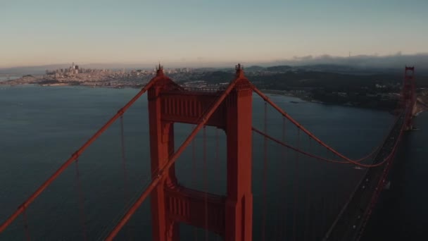 Krásný Letecký Pohled Zlatou Bránu Mostu San Franciscu Shora Auty — Stock video