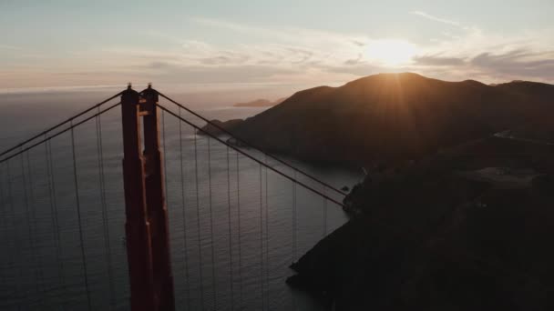 Gyönyörű Légi Kilátás Nyílik Golden Gate Híd San Francisco Felülről — Stock videók