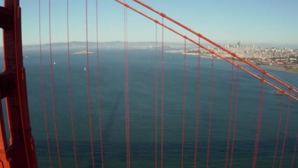 Piękny Widok Lotu Ptaka Złotej Bramy Mostu San Francisco Góry — Wideo stockowe