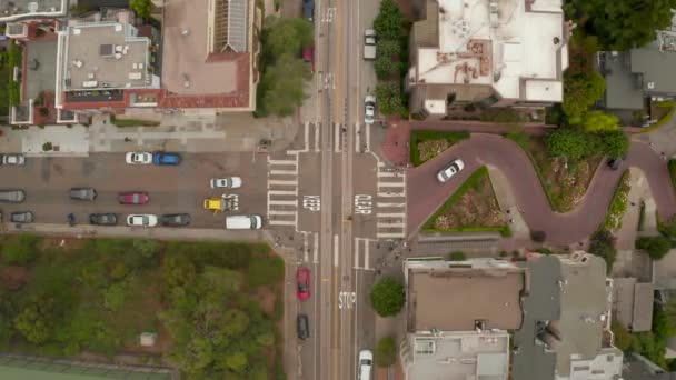 Luchtfoto Panoramisch Uitzicht Lombard Street Een Oost West Straat San — Stockvideo