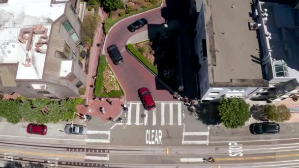 Вид Воздуха Ломбард Стрит Восточную Улицу Сан Франциско Калифорния Известен — стоковое видео