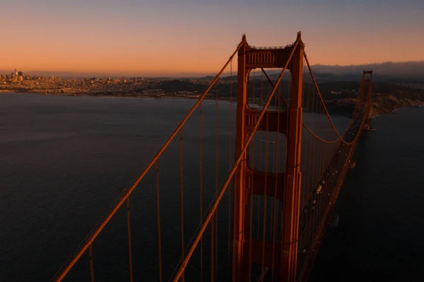 Uitzicht Zonsondergang Vanuit Lucht Golden Gate Bridge Golden Gate National — Stockfoto