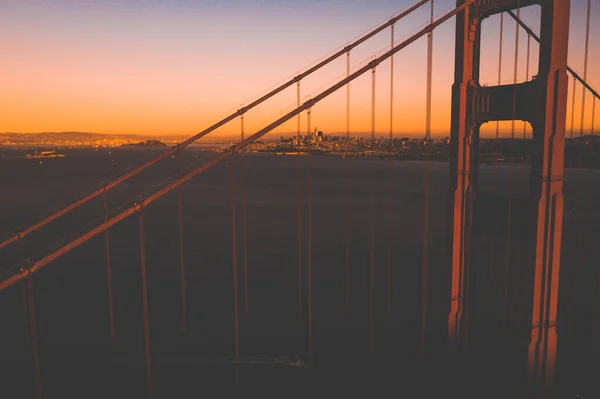 Vista Aerea Tramonto Del Golden Gate Bridge Sulla Golden Gate — Foto Stock