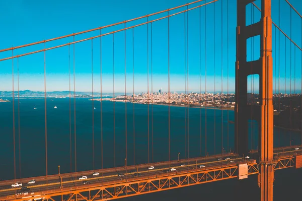 Vista Aérea Atardecer Del Puente Golden Gate Sobre Área Recreativa — Foto de Stock