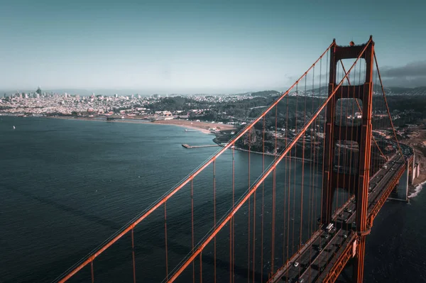 Vista Aerea Tramonto Del Golden Gate Bridge Sulla Golden Gate — Foto Stock