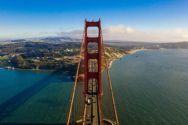 Aerial Sunset View Golden Gate Bridge Golden Gate National Recreation — Stock Photo, Image