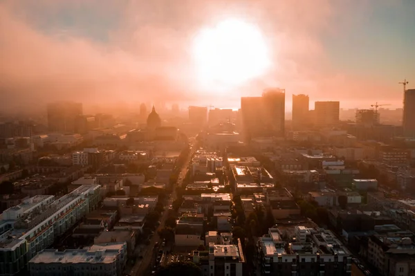 Piękny Pochmurny Poranek San Francisco Usa Zachód Słońca Nad Chmurami — Zdjęcie stockowe