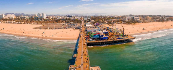 Luchtfoto Van Santa Monica Pier Californië Usa Mooi Pretpark Met — Stockfoto