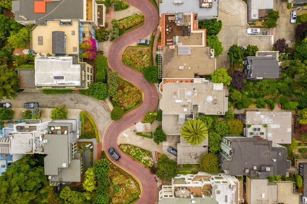 Ünlü Lombard Caddesi Nin Hava Manzarası San Francisco California Usa — Stok fotoğraf