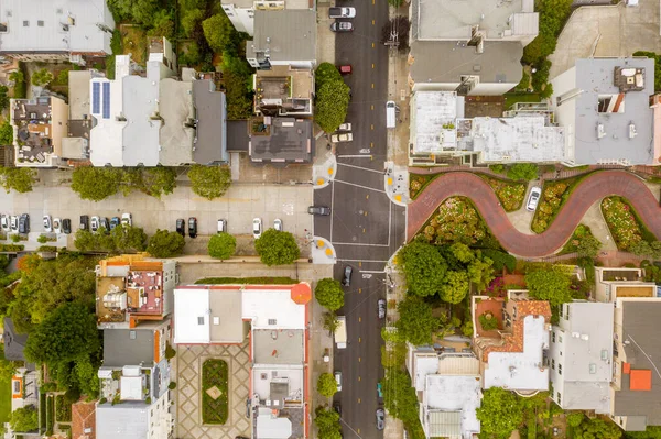 Luchtfoto Van Beroemde Lombard Street San Francisco California Usa — Stockfoto