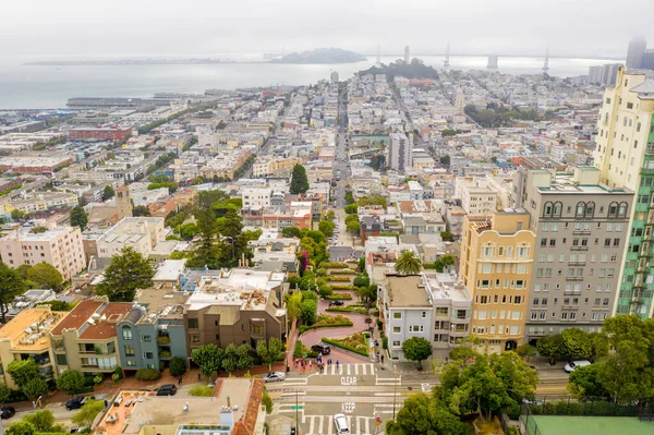 Luchtfoto Van Beroemde Lombard Street San Francisco California Usa — Stockfoto