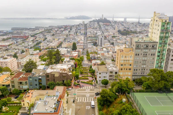 Letecký Pohled Slavnou Lombardskou Ulici San Francisco Kalifornie Usa — Stock fotografie