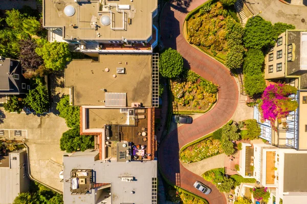 Vista Aérea Famosa Lombard Street San Francisco California —  Fotos de Stock