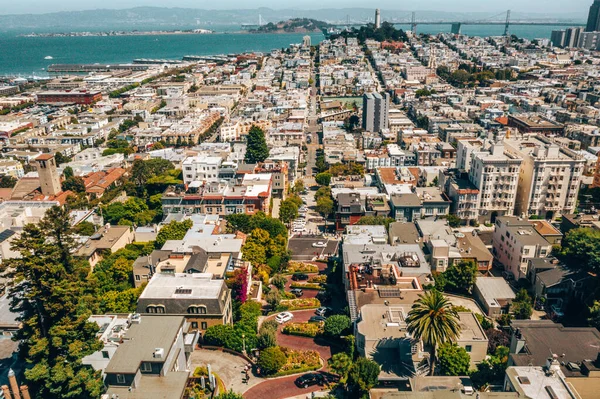 Letecký Pohled Slavnou Lombardskou Ulici San Francisco Kalifornie Usa — Stock fotografie