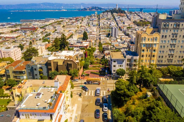 Letecký Pohled Slavnou Lombardskou Ulici San Francisco Kalifornie Usa — Stock fotografie