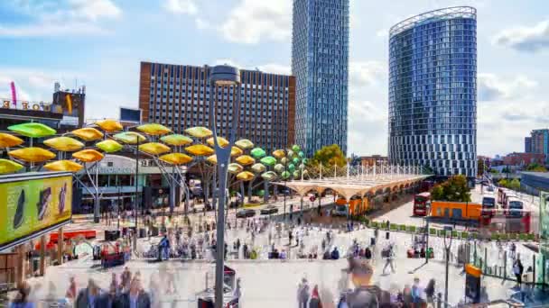 Vista Del Lapso Tiempo Los Compradores Diríjase Hacia Stratford Centre — Vídeos de Stock