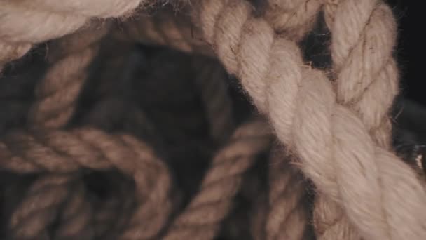 Крупним Планом Макровид Мотузку Вид Зсередини Основної Частини Мотузки — стокове відео