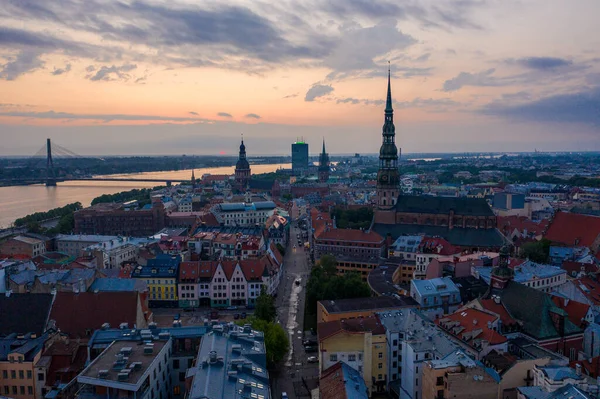 Luchtfoto Van Prachtig Panoramisch Uitzicht Riga Letland — Stockfoto