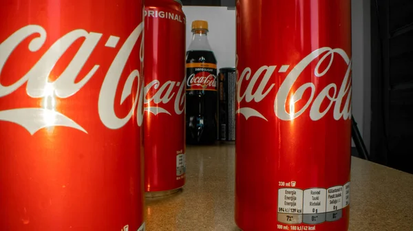 Mayıs 2020 New York Abd Makro Coca Cola Kutularının Yakın — Stok fotoğraf