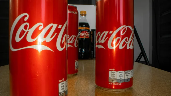 Mayıs 2020 New York Abd Makro Coca Cola Kutularının Yakın — Stok fotoğraf