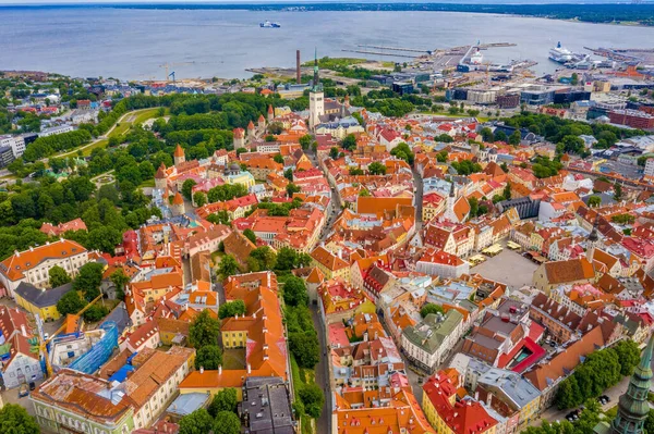Tallinn 스토니아 발트해에 도시이다 오렌지 지붕과 아래의 거리가 탈린의 마을을 — 스톡 사진