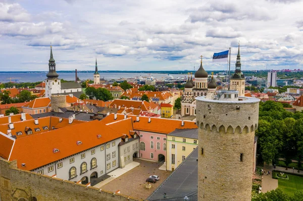 Tallinn Uma Cidade Medieval Estônia Nos Bálticos Vista Aérea Cidade — Fotografia de Stock