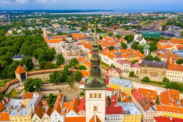 Tallinn 스토니아 발트해에 도시이다 오렌지 지붕과 아래의 거리가 탈린의 마을을 — 스톡 사진
