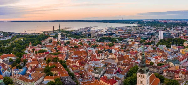 Tallin Una Ciudad Medieval Estonia Báltico Vista Aérea Del Casco — Foto de Stock