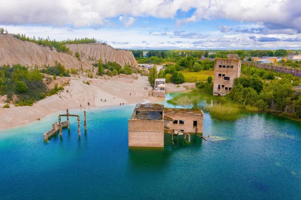 Luftaufnahme Des Rummu Verlassenen Gefängnis Tallinn Estland Seestrand Schöne Aussicht — Stockfoto