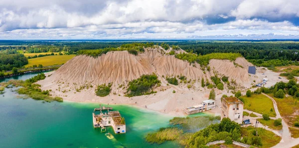 Vista Aérea Prisión Abandonada Rummu Tallin Estonia Lago Playa Hermosa —  Fotos de Stock