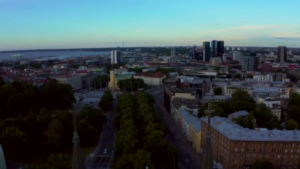 Incroyable Drone Aérien Vieille Ville Tallinn Estonie Coucher Soleil Belle — Video