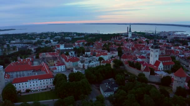 Καταπληκτική Εναέρια Drone Πλάνο Της Παλιάς Πόλης Του Ταλίν Εσθονία — Αρχείο Βίντεο