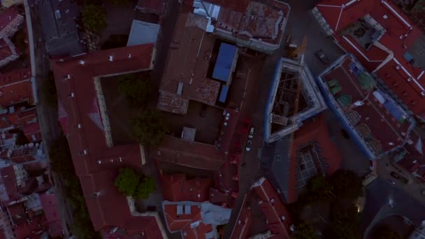 Fantastisk Flygdrönarbild Tallinns Gamla Stad Estland Vid Solnedgången Vackra Estland — Stockvideo