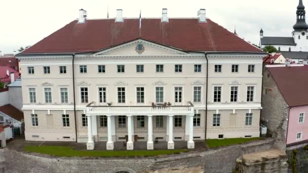 Sorvolando Centro Storico Tallinn Estonia Veduta Aerea Della Città Con — Video Stock