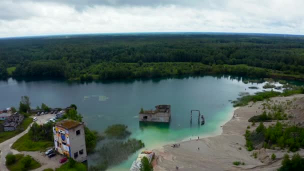 Cava Abbandonata Rummu Estonia Vista Panoramica Della Terra Montagna Sabbia — Video Stock