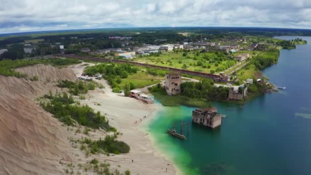 Abandonada Pedreira Rummu Estónia Vista Panorâmica Terra Montanha Areia Branca — Vídeo de Stock