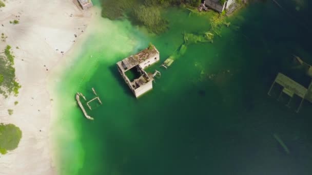 Carrière Abandonnée Rummu Estonie Vue Panoramique Terre Montagne Sable Blanc — Video