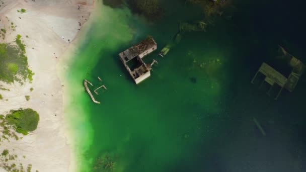 Abandonada Pedreira Rummu Estónia Vista Panorâmica Terra Montanha Areia Branca — Vídeo de Stock