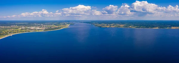 Letonya Salaspils Riga Yakınlarındaki Büyük Barajın Havadan Görüntüsü Daugava Nehri — Stok fotoğraf