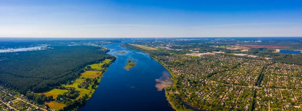 Letecký Pohled Obrovskou Přehradu Lotyšsku Města Salaspils Rigy Obrovská Přehrada — Stock fotografie