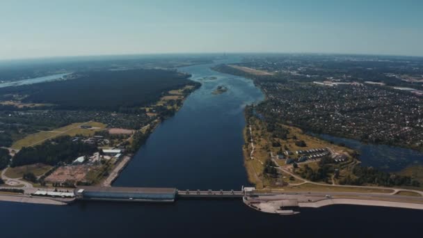 Vue Aérienne Immense Barrage Lettonie Près Ville Salaspils Riga Immense — Video