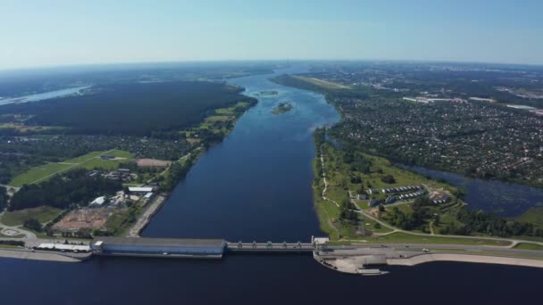 Veduta Aerea Dell Enorme Diga Lettonia Vicino Alla Città Salaspils — Video Stock