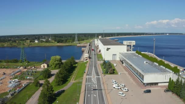 Veduta Aerea Dell Enorme Diga Lettonia Vicino Alla Città Salaspils — Video Stock
